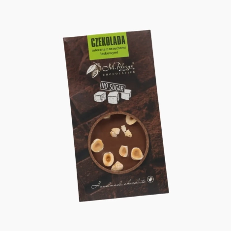 Czekolada mleczna bez cukru z orzechami laskowymi 45g